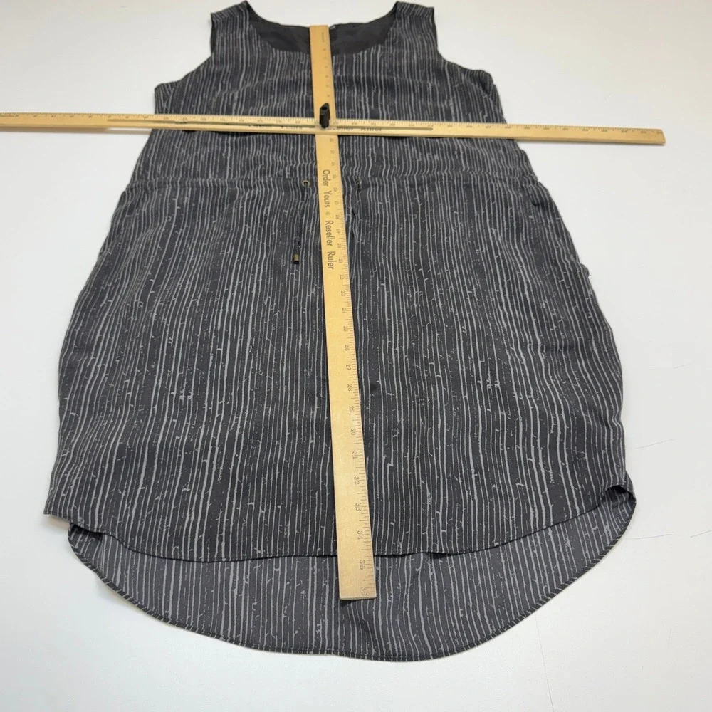 Eileen Fisher Dress Womens Medium Gray Minimalist Lagenlook Silk Striped Midi